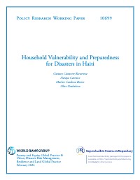Household Vulnerability and Preparedness for Disasters in Haiti