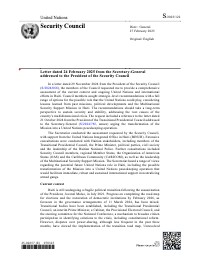 Letter from the Secretary-General to the Security Council on Comprehensive Assessment of UN and International Efforts in Haiti