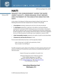 (2023-02) Haiti: Request for Disbursement Under the Rapid Credit Facility - Press Release; Staff Report; and Statement by the Executive Director for Haiti