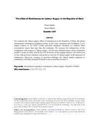 The effect of Remittances on Labour Supply in the Republic of Haiti