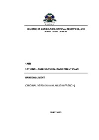 Haiti National Agricultural Investment Plan