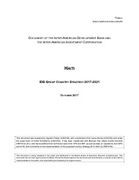 Haiti IDB Group Country Strategy 2017-2021
