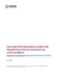 Multisector Resource Guide for Preventing Youth Violence in Latin America