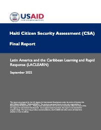 Haiti Citizen Security Assessment (CSA) Final Report