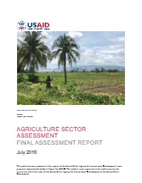 Agriculture Sector Assessment: Final Assessment Report