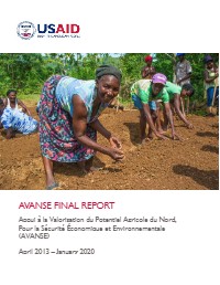 AVANSE Final Report: Support for the Promotion of Agricultural Potential in the North, for Economic and Environmental Security