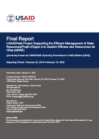 USAID/Haiti Project Supporting the Efficient Management of State Resources (GERÉ) Final Report