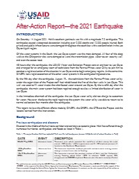 After-Action Report — the 2021 Earthquake