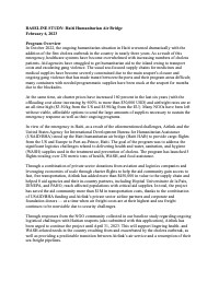 BASELINE STUDY: Haiti Humanitarian Air Bridge