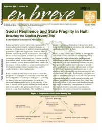 Social Resilience and State Fragility in Haiti: Breaking the Conflict-Poverty Trap