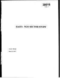 Haiti: NGO Sector Study