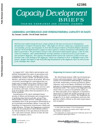 Assessing Governance and Strengthening Capacity in Haiti