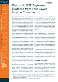 Electronic G2P Payments: Evidence from Four Lower-Income Countries