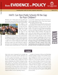 Haiti: Can Non-Public Schools Fill the Gap for Poor Children?