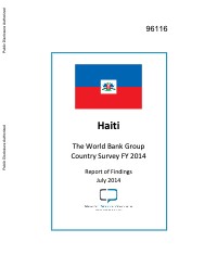 Haiti - The World Bank Group Country Survey FY2014: Report of Findings