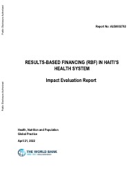 Results-Based Financing (RBF) in Haiti’s Health System: Impact Evaluation Report