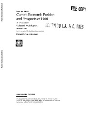 Current Economic Position and Prospects of Haiti