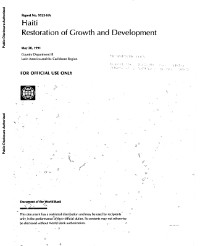 Haiti: Towards Restoration of Growth and Development