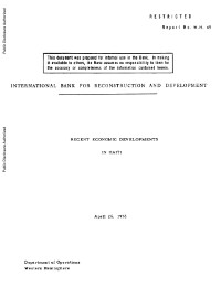 Recent Economic Developments in Haiti