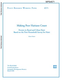 Making Poor Haitians Count: Poverty in Rural and Urban Haiti Based on the First Household Survey for Haiti