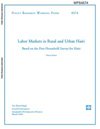 Labor Markets in Rural and Urban Haiti Based on the First Household Survey for Haiti