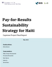 Pay-for-Results Sustainability Strategy for Haiti
