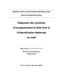 Diagnosis of Civil Registry and National Identification Systems in Haiti