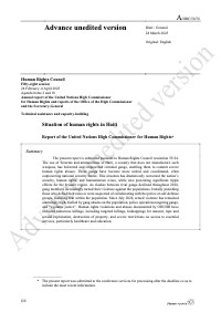 Situation of human rights in Haiti: Report of the United Nations High Commissioner for Human Rights