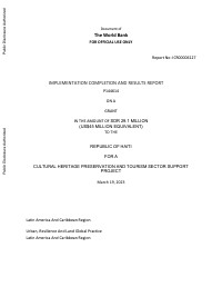 Implementation Completion and Results Report - Cultural Heritage Preservation and Tourism Sector Support Project