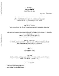 Relaunching Agriculture: Strengthening Agriculture Public Services II Project (GAFSP - IDA)