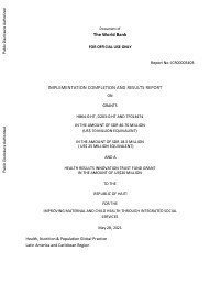 Implementation Completion and Results Report - Improving Maternal and Child Health through Integrated Social Services