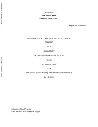 Implementation Completion and Results Report - Haiti Statistical Capacity Building in Education Grant (P161160)