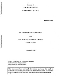Implementation Completion Report - Haiti Port-au-Prince Water Supply Project (Credit 2052-HA)