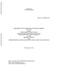 Implementation Completion and Results Report - Strengthening Governance in Education, Water and Sanitation