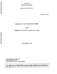 Implementation Completion Report - Haiti Emergency Economic Recovery Credit
