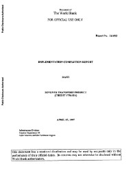 Implementation Completion Report - Haiti Seventh Transport Project (Credit 1756-HA)