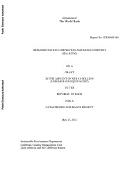 Haiti Catastrophe Insurance Project