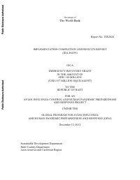 Implementation Completion and Results Report - Avian Influenza Control and Human Pandemic Preparedness and Response Project