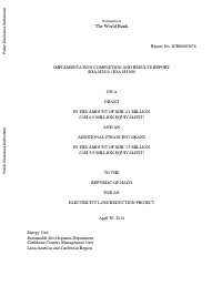 Implementation Completion and Results Report - Electricity Loss Reduction Project