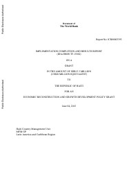 Implementation Completion and Results Report - Economic Reconstruction and Growth Development Policy Grant