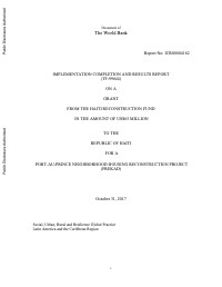 Implementation Completion and Results Report - Port-au-Prince Neighborhood Housing Reconstruction Project (PREKAD)