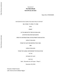 Haiti - Education for All Project - Phase II