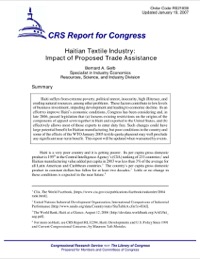 (2007-01) CRS - Haitian Textile Industry: Impact of Proposed Trade Assistance