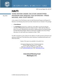 (2026-05) Haiti: Third Review Under the Staff-Monitored Program and Request for Extension — Press Release; and Staff Report
