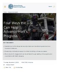 (2024-09) Four Ways the U.S. Can Help Advance Haiti's Progress