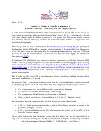 (2014-01) Summary of Findings in Long-Term Assessment of the Haitian Government's 16/6 Housing Plan for Earthquake Victims