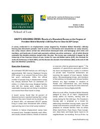 (2011-10) Haiti's Housing Crisis: Results of a Household Survey on the Progress of President Michel Martelly's 100-Day Plan to Close Six IDP Camps