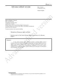 (2024-09) Situation of Human Rights in Haiti - Interim Report of the United Nations High Commissioner for Human Rights (A/HRC/57/41) (Advance Edited Version)