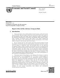 (2016-07) Report of the Ad Hoc Advisory Group on Haiti (E/2016/79)
