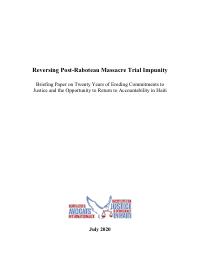 (2020-11) Reversing Post-Raboteau Massacre Trial Impunity: Briefing Paper on Twenty Years of Eroding Commitments to Justice in Haiti